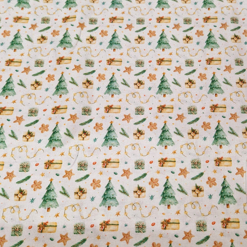 100% Cotton Digital Print - Christmas Tree - The Fabric Counter