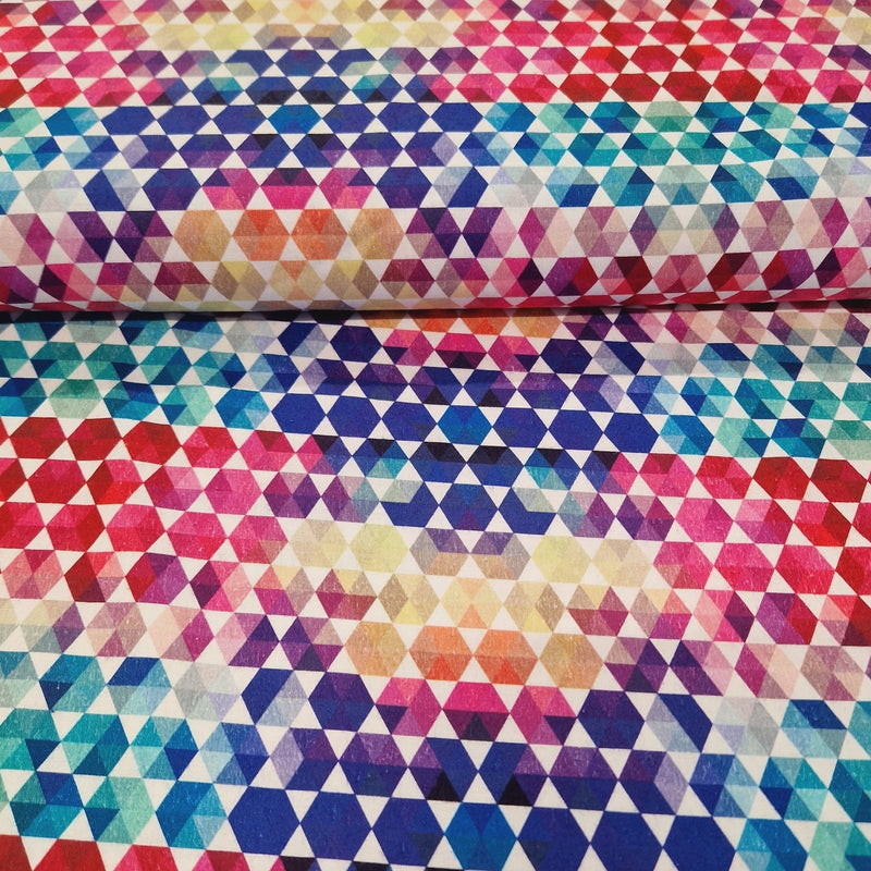 100% Cotton Print - Colourful Hexagon - The Fabric Counter