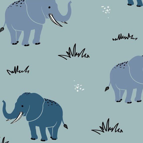 100% Cotton Print - Elephants - The Fabric Counter