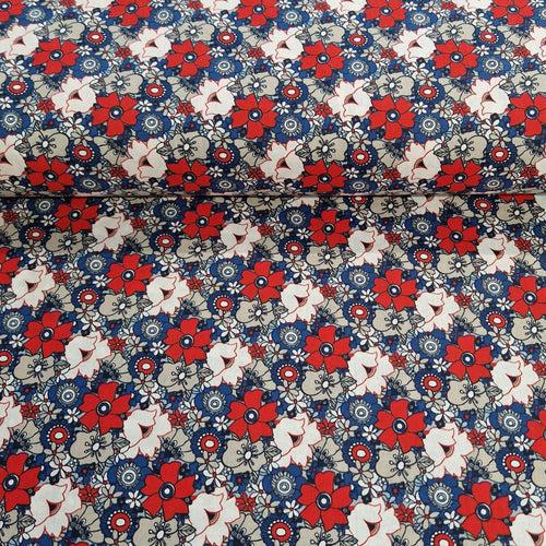 100% Cotton Print - Retro Floral - The Fabric Counter