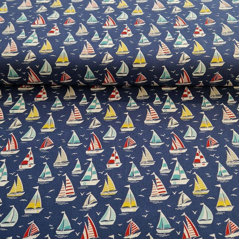 100% Cotton Print - Sail Boats - The Fabric Counter