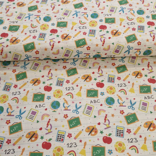 100% Cotton Print - School Supplies - The Fabric Counter