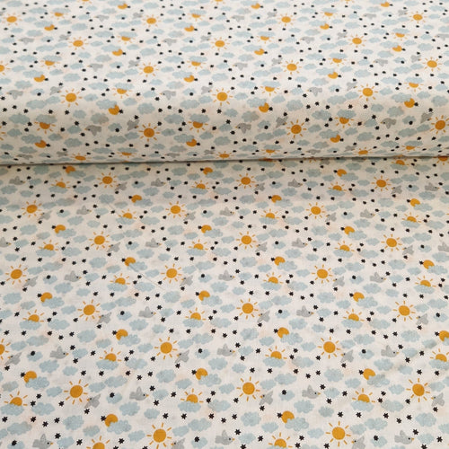 100% Cotton Print - Sun & Clouds - The Fabric Counter