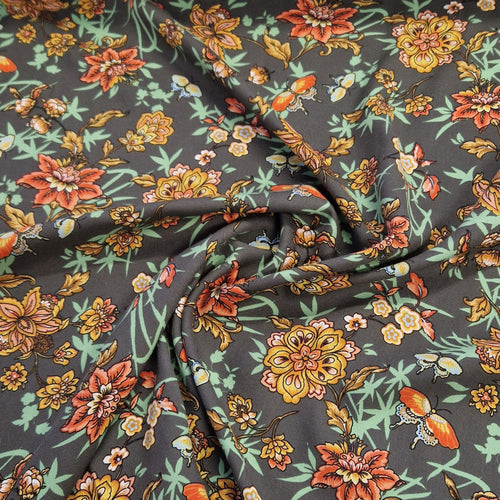 100% Viscose - Floral & Butterfly - The Fabric Counter
