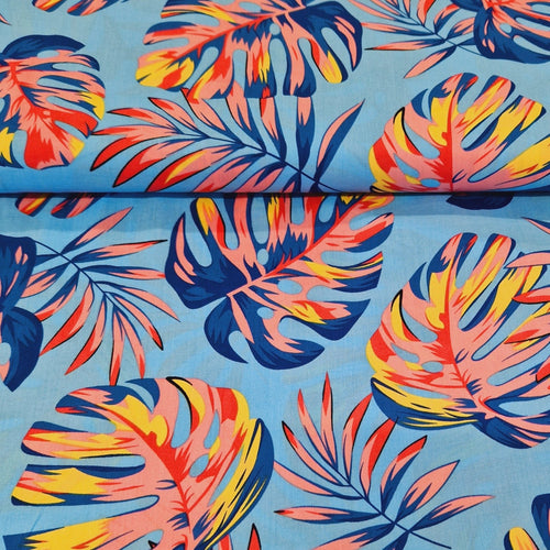 100% Viscose - Tropical Leaves - The Fabric Counter