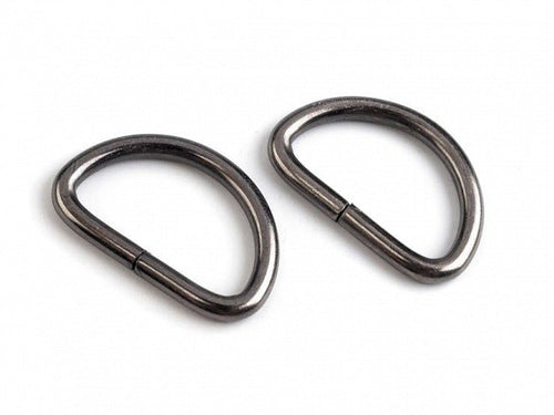 25mm Metal D Rings - Gunmetal (pair) - The Fabric Counter