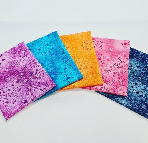 5x Fat Quarters - 100% Cotton Melody - The Fabric Counter