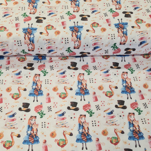 Alice in Wonderland Digital Cotton Print - The Fabric Counter