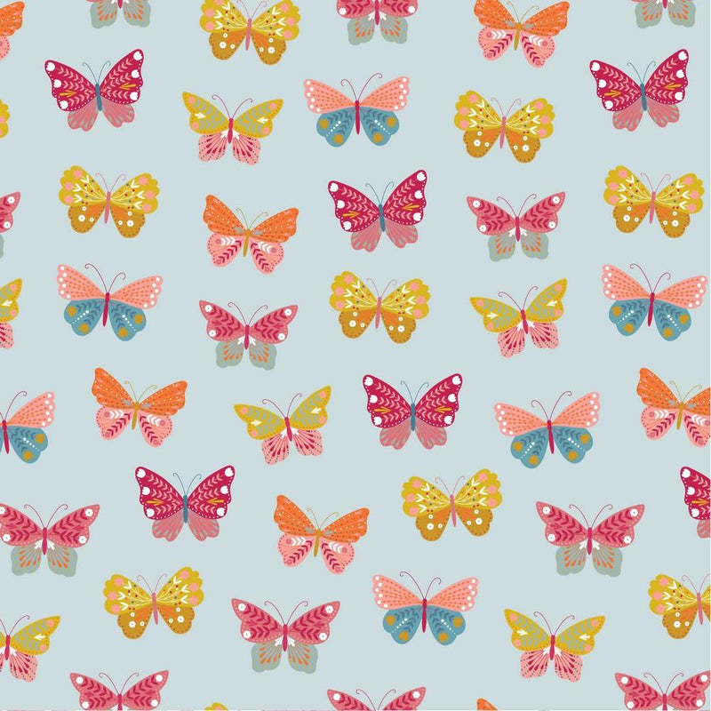 Blue Butterfly - Cotton Print - The Fabric Counter
