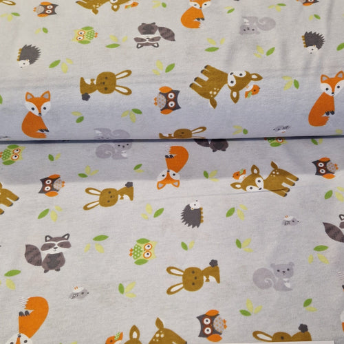 Brushed Cotton - Woodland Animals - The Fabric Counter