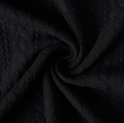 Cable Knitted Jacquard - Black - The Fabric Counter