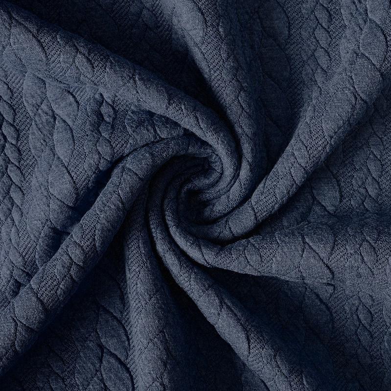 Cable Knitted Jacquard - Jean - The Fabric Counter