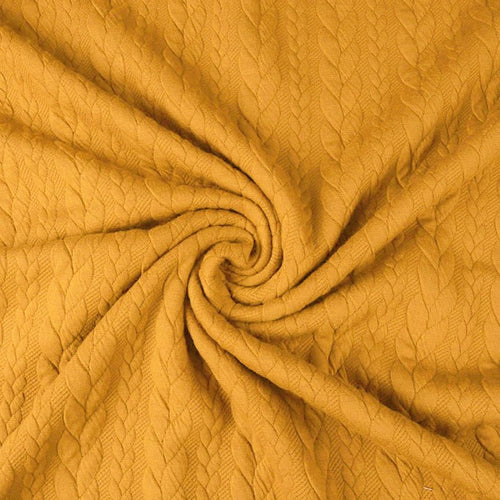 Cable Knitted Jacquard - Mustard - The Fabric Counter