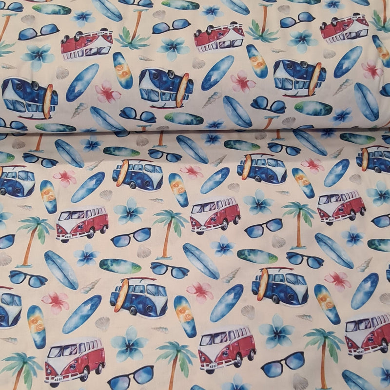 Campervan Digital Cotton Print - The Fabric Counter