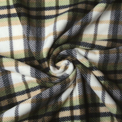 Checkered Polar Fleece - Green - The Fabric Counter