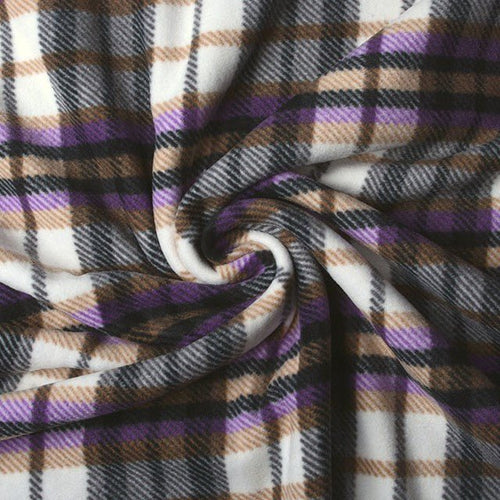 Checkered Polar Fleece - Purple - The Fabric Counter