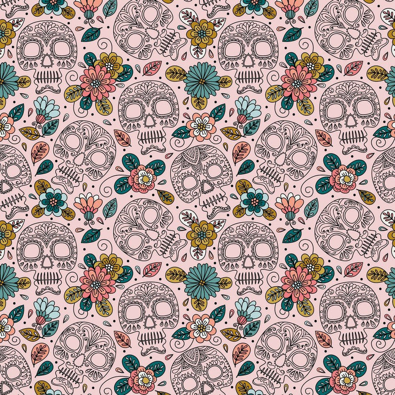 Colourful Skull - Cotton Print - The Fabric Counter