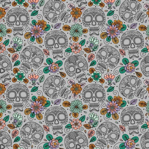 Colourful Skull - Cotton Print - The Fabric Counter