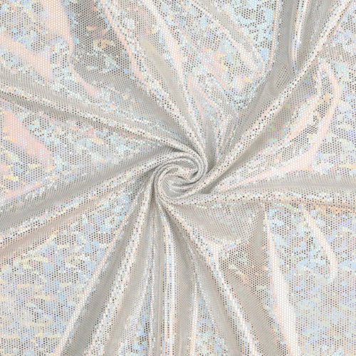 Cracked Ice Holographic Lycra - Silver - The Fabric Counter