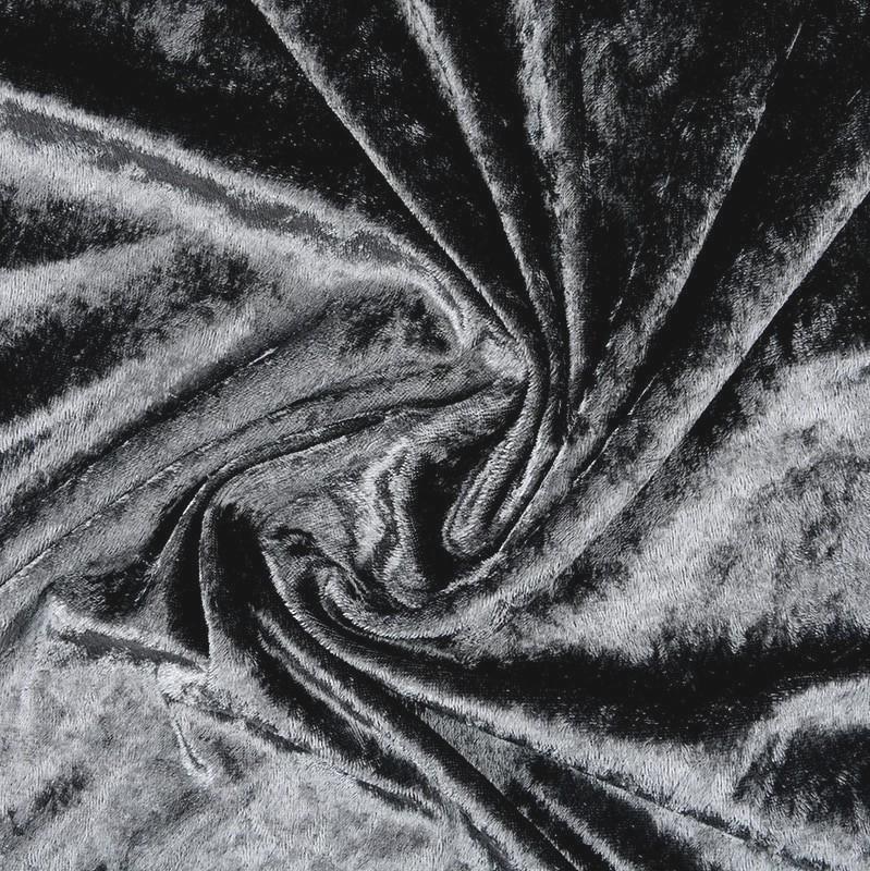 Crushed Velvet Charcoal - The Fabric Counter