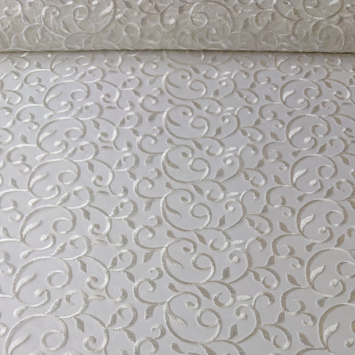 Darcie Embroidered Swirl Lace - Ivory - The Fabric Counter