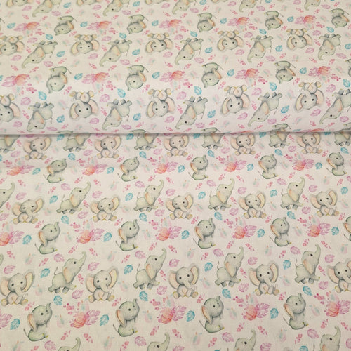 Digital Cotton Print - Baby Elephant - The Fabric Counter