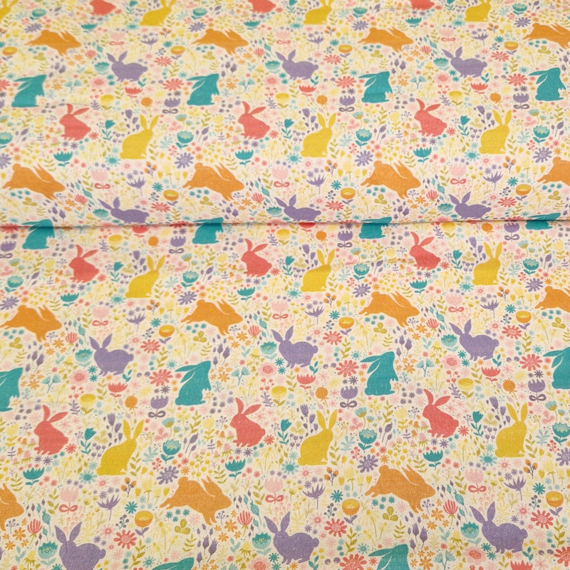 Digital Cotton Print - Colourful Bunnies - The Fabric Counter