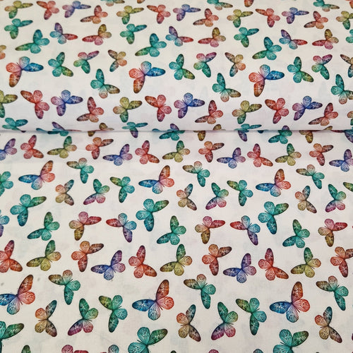 Digital Cotton Print - Colourful Butterflies - The Fabric Counter