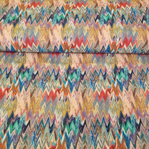 Digital Cotton Print - Colourful Chevron - The Fabric Counter