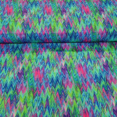 Digital Cotton Print - Colourful Chevron - The Fabric Counter