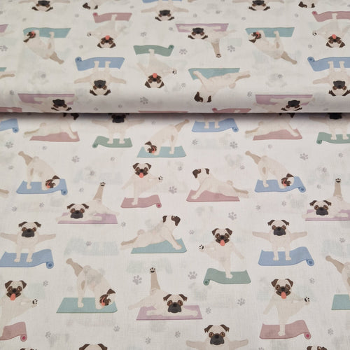 Digital Cotton Print - Dog Yoga - The Fabric Counter