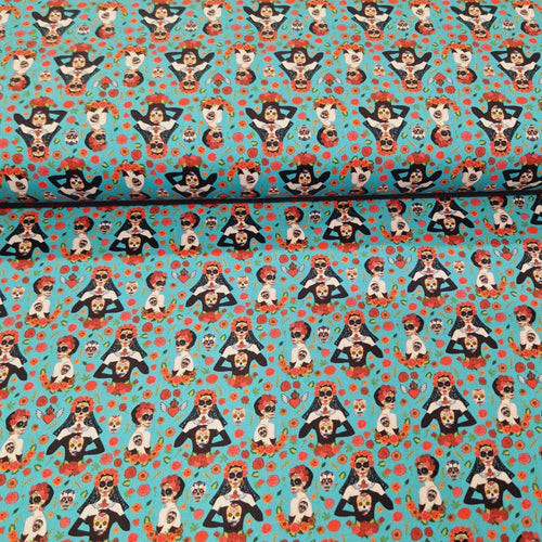 Digital Cotton Print - Halloween Día de los Muertos - The Fabric Counter