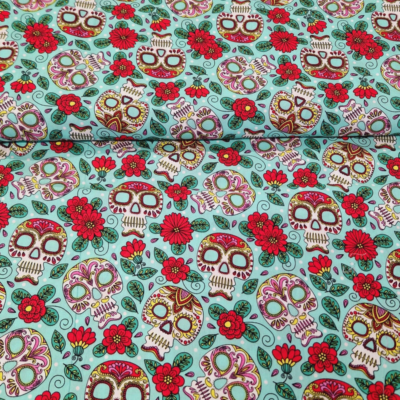 Digital Cotton Print - Halloween Sugar Skulls - The Fabric Counter