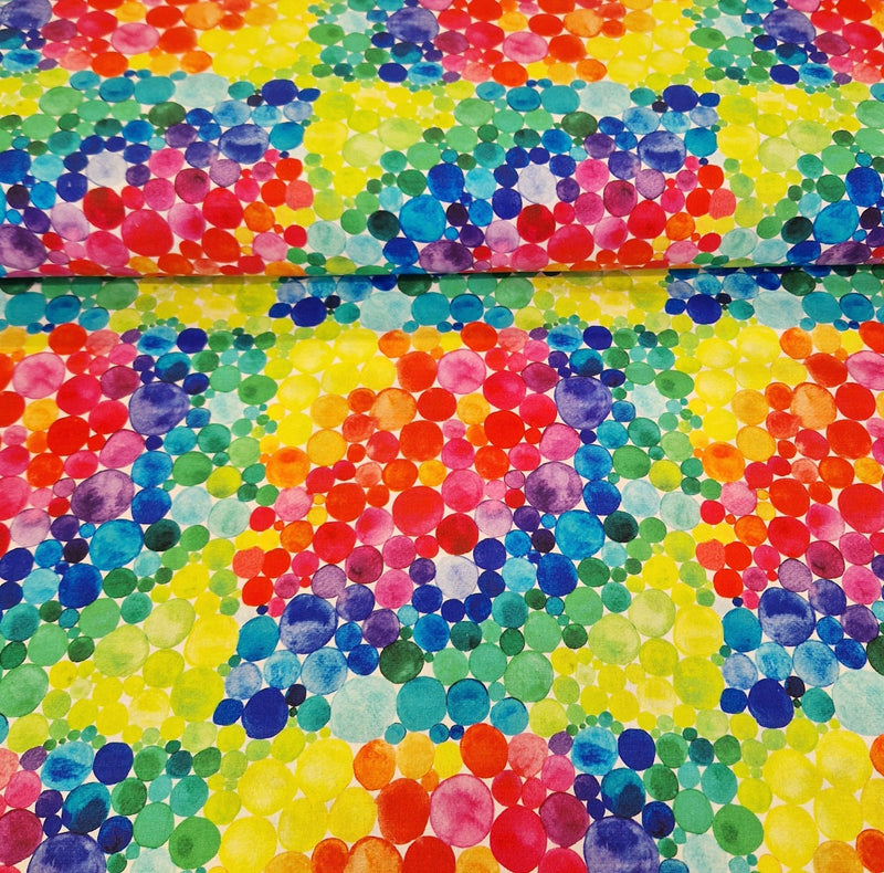 Digital Cotton Print - Rainbow Bubbles - The Fabric Counter