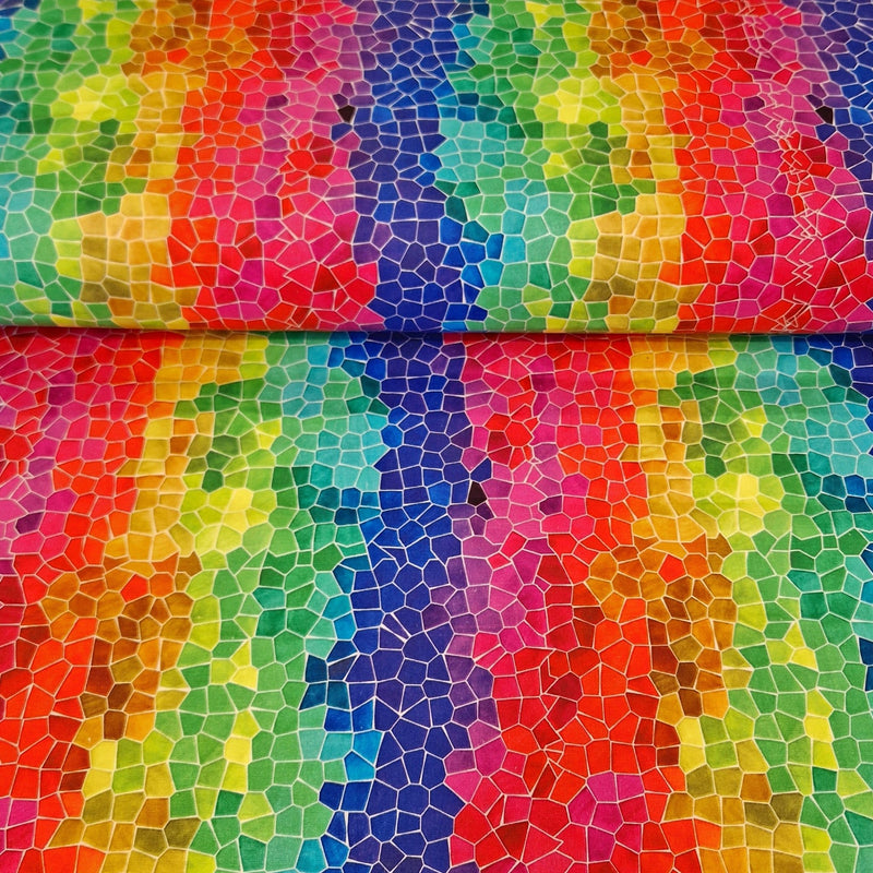 Digital Cotton Print - Rainbow Mosaic - The Fabric Counter