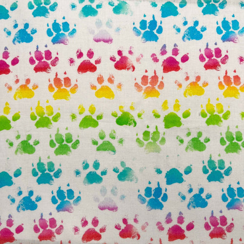 Digital Cotton Print - Rainbow Paw - The Fabric Counter