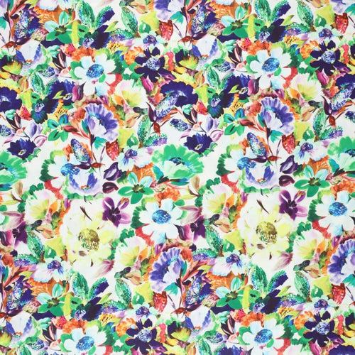 Digital Stretch Printed Satin - Country Floral - The Fabric Counter