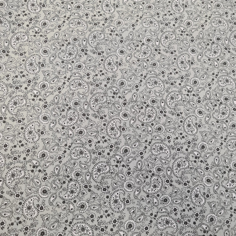 Ditsy Paisley Cotton Print - Grey - The Fabric Counter