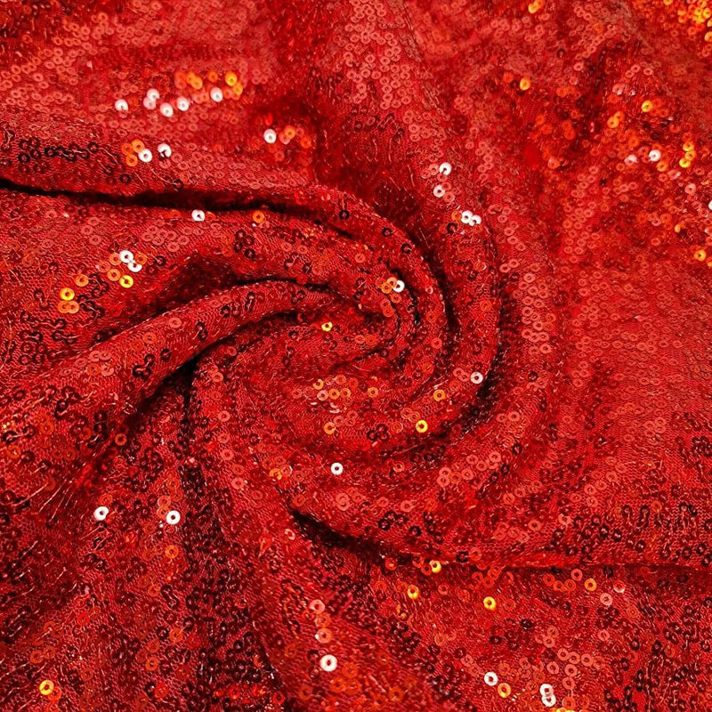 Embroidered Sequins - Red - The Fabric Counter