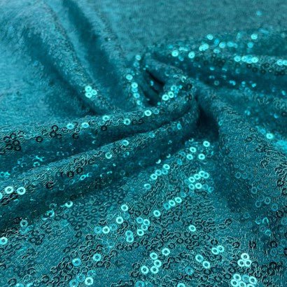Embroidered Sequins - Teal - The Fabric Counter