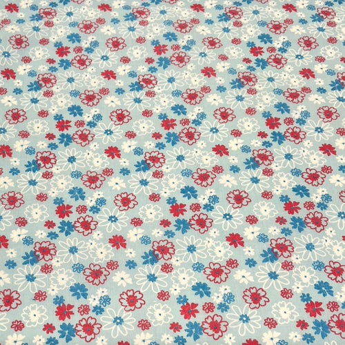 Floral print Polycotton - Blue - The Fabric Counter