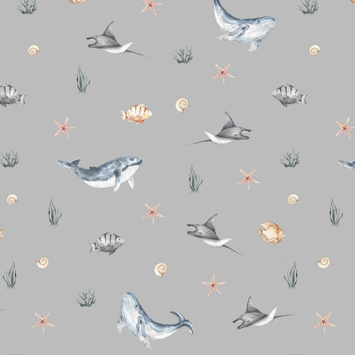 French Terry Cotton Jersey - Digital Sea Creatures - The Fabric Counter