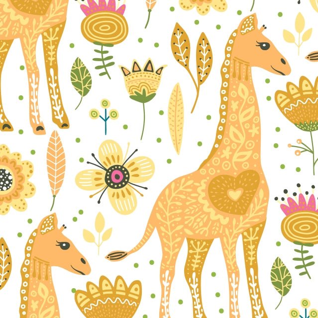 Giraffe Flower Digital Cotton Print - The Fabric Counter