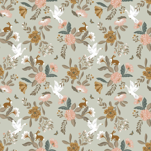 GOTS Organic Cotton - Birds & Floral - The Fabric Counter