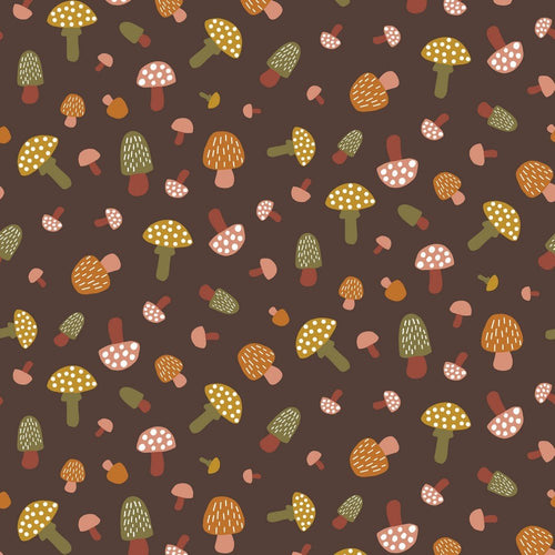 GOTS Organic Cotton Jersey - Colourful Mushrooms - The Fabric Counter