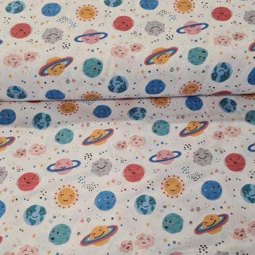 Happy Planets Digital Cotton Print - The Fabric Counter