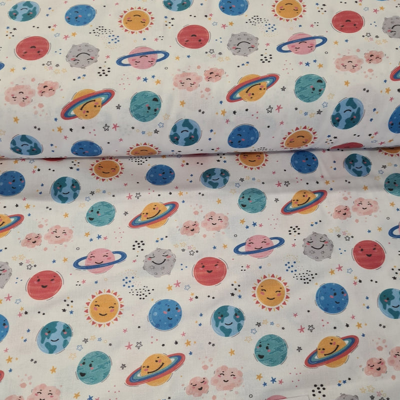 Happy Planets Digital Cotton Print - The Fabric Counter