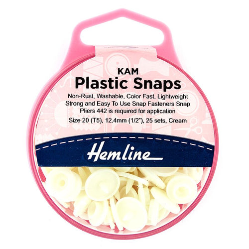 Hemline Kam Snaps - Cream - The Fabric Counter