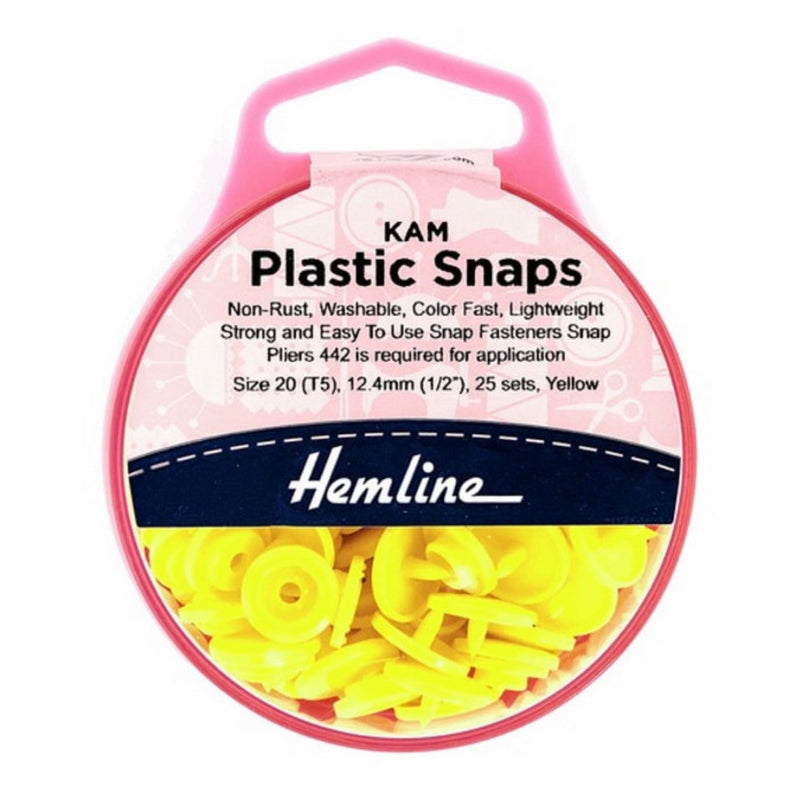 Hemline Kam Snaps - Yellow - The Fabric Counter