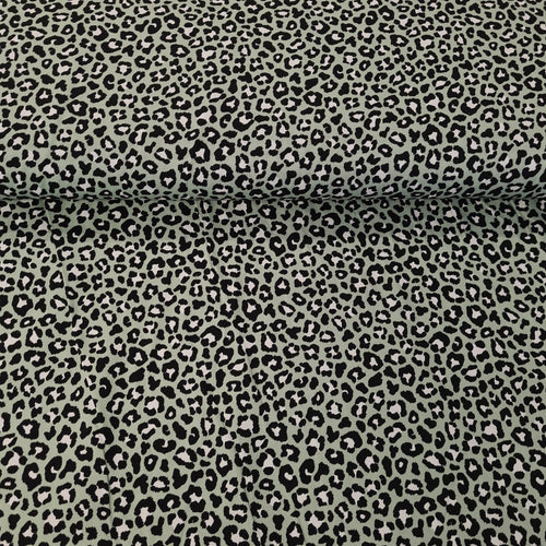 Leopard Print Cotton - Mint - The Fabric Counter